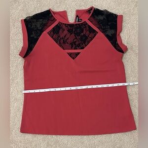 Express Red and Black Lace Women's Blouse
